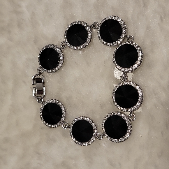 NWT Brian Bailey Bracelet with black stones and pave crystals - Picture 3 of 10